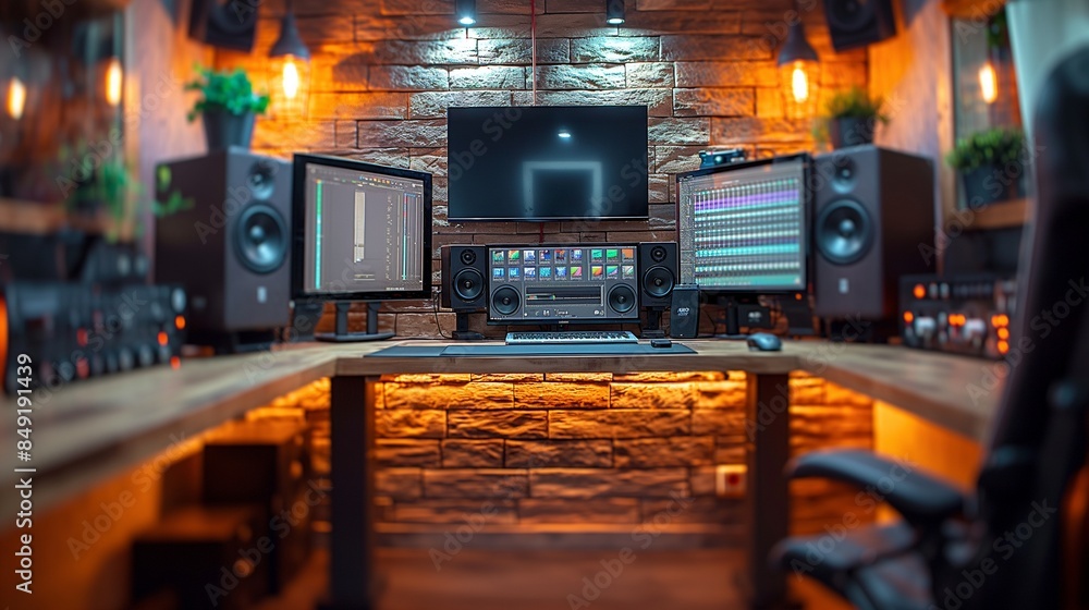 a home-based podcast studio, professional style interior design a home-based podcast studio, professional style interior design