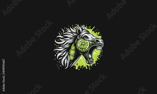 head horse angry with lime vector artwork design