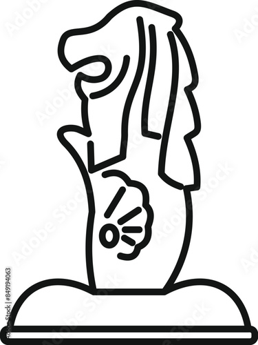 Simple line drawing of the famous merlion statue, a mythical creature attracting tourists to singapore