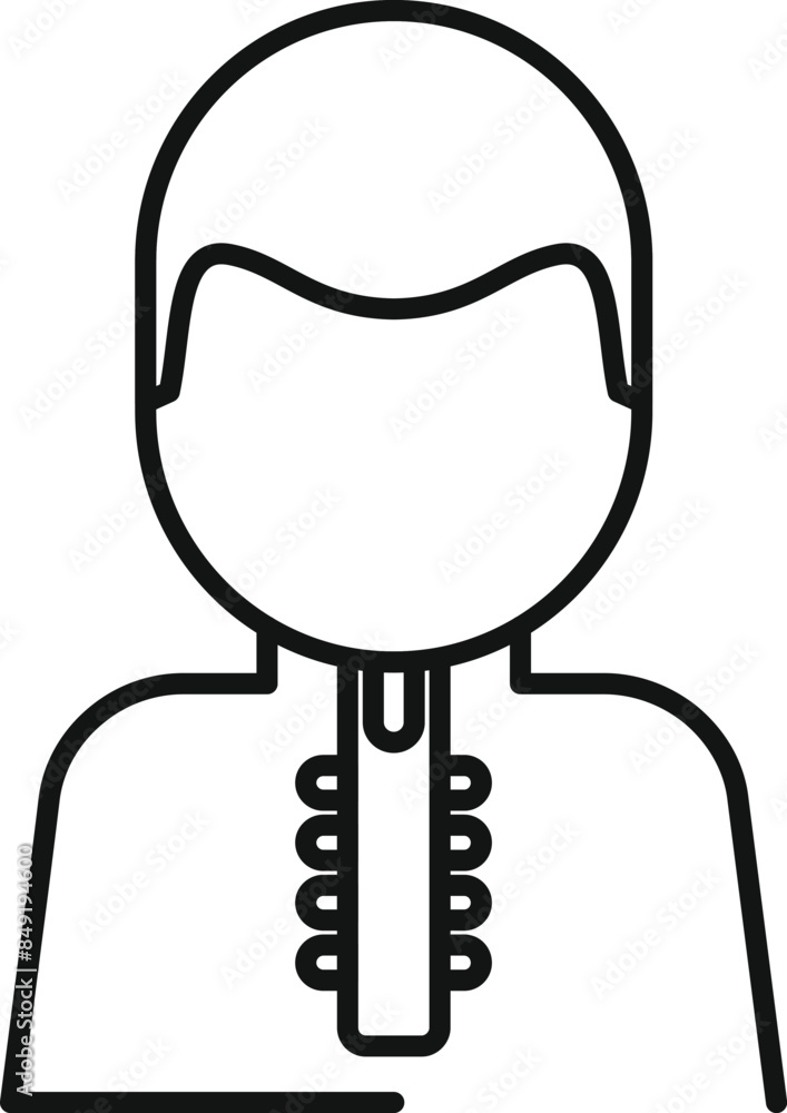 Simple line drawing of a male doctor wearing a lab coat with a zipper Simple line drawing of a male doctor wearing a lab coat with a zipper