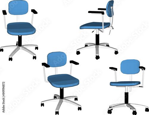 Vector illustration sketch detailed design drawing of modern office chair with wheels