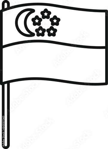 Line art icon of the flag of singapore waving on a flagpole