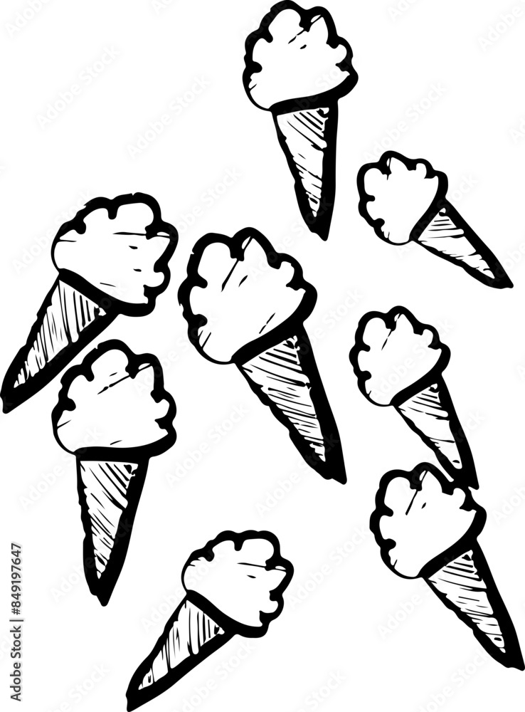 Ice creams decor vector silhouette. pattern. seamless. repeating. Ice creams decor vector silhouette. pattern. seamless. repeating.
