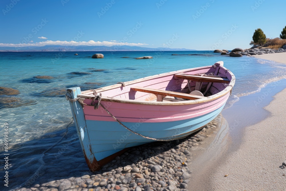 Elafonissi beach pink sand and crystal clear waters., generative IA Elafonissi beach pink sand and crystal clear waters., generative IA