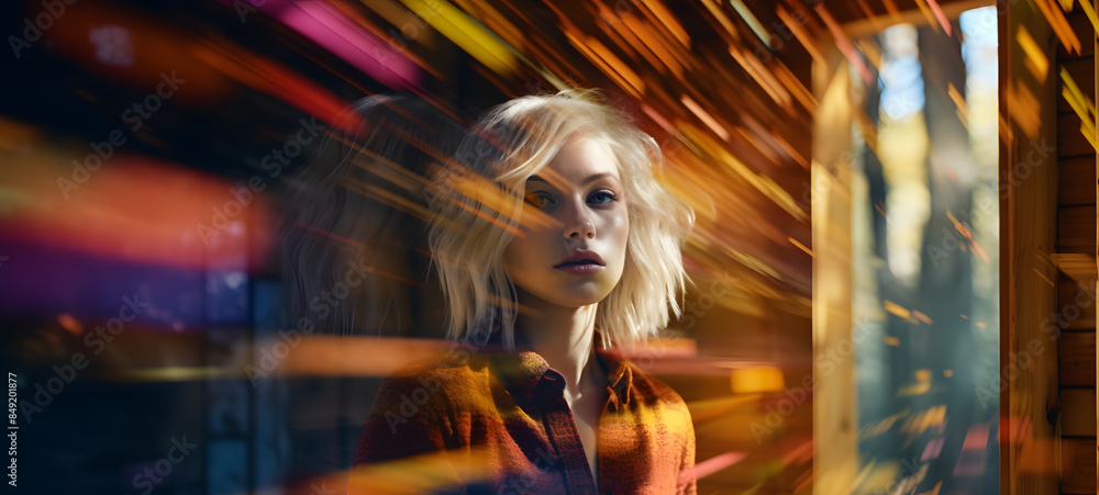 chasing a blonde woman through a hut in the woods, ai generative chasing a blonde woman through a hut in the woods, ai generative