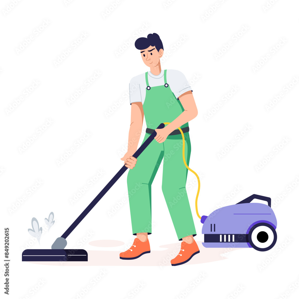 An editable flat illustration of house cleaner An editable flat illustration of house cleaner