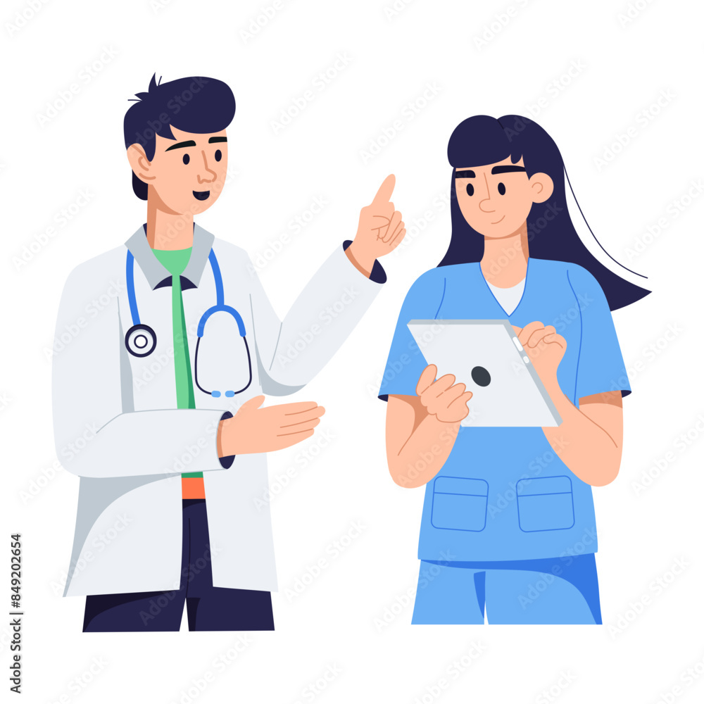 Grab this flat illustration of hospital worker 