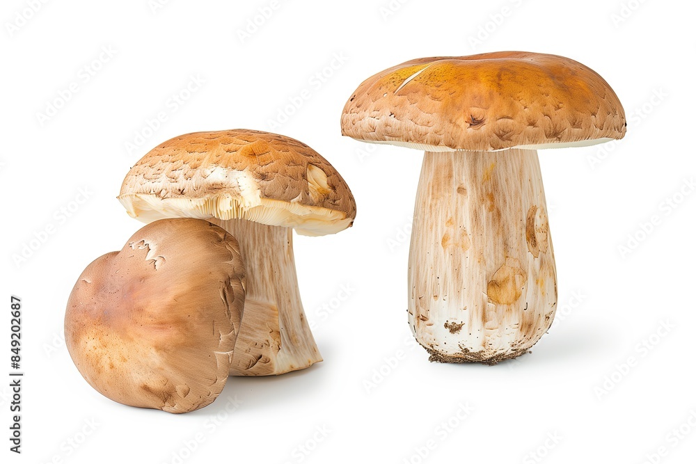 Mushroom isolated on a white background. Brown freshly picked mushrooms. Ingredient. Boletus mushroom Mushroom isolated on a white background. Brown freshly picked mushrooms. Ingredient. Boletus mushroom