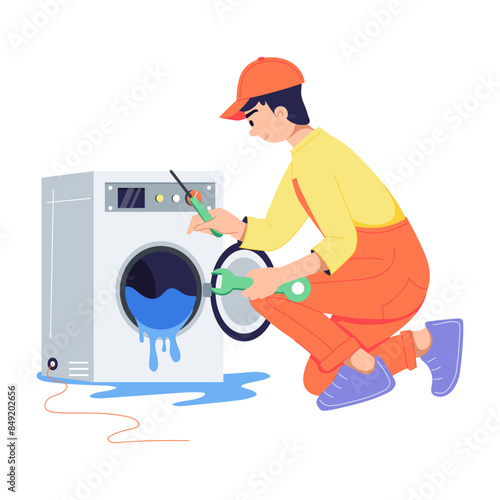 Here is a flat illustration of appliance repair 