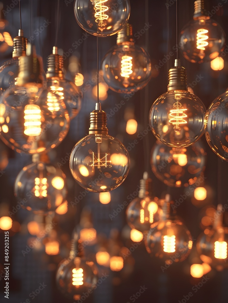 Illuminating Display of Glowing Light Bulbs a Captivating Interplay of Light and Form Illuminating Display of Glowing Light Bulbs a Captivating Interplay of Light and Form