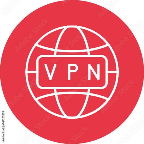 Vpn line circle icon