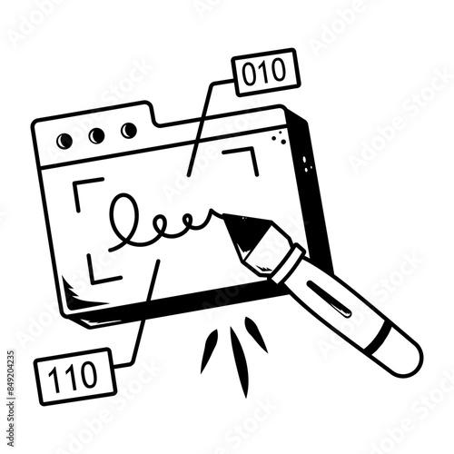 A customizable line icon of signature verification 