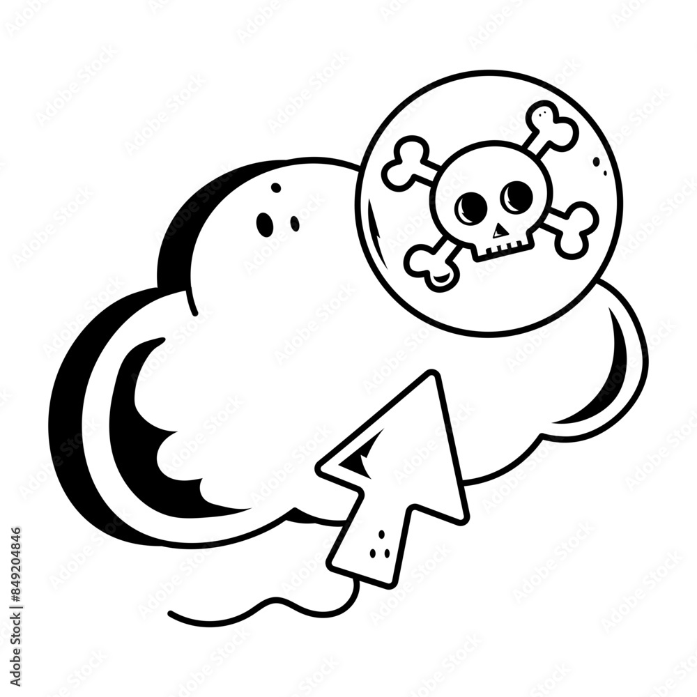 Check out doodle icon of cloud hacking Check out doodle icon of cloud hacking