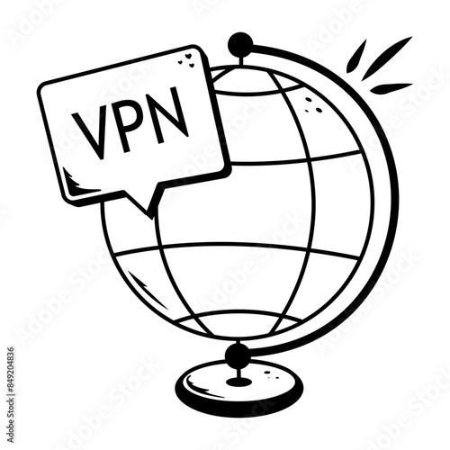 Latest hand drawn icon of vpn security 