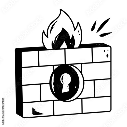 Grab this hand drawn icon of firewall protection 