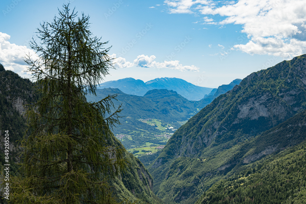 Fototapeta premium Cloudy mountain peaks of The Dolomites at the Brenta Adamello Mountains, Trentino, Italy