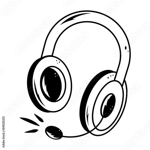 Easy to edit doodle icon of a headset 