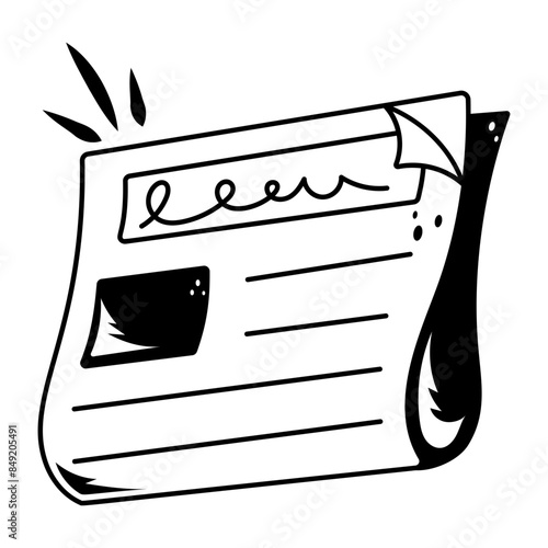 Scalable hand drawn icon of a newspaper 