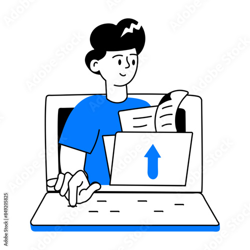 Get this doodle mini illustration of upload folder 