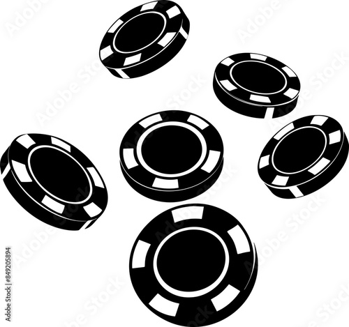 Flying casino chips, poker chips, Casino and gambling icon