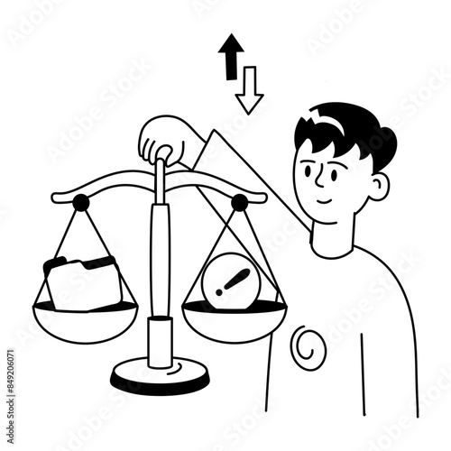 Get this doodle mini illustration of balancing data 