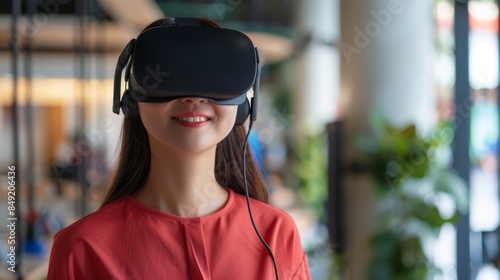 The Woman with VR Headset