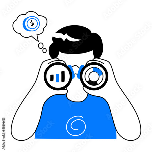 An editable doodle mini illustration of financial foresight 