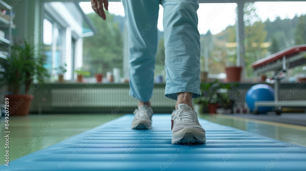 Fototapeta premium Physical therapist working with patient on balance and coordination