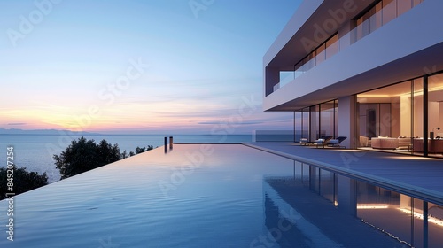 Luxury modern villa with infinity pool and amazing sea view. © teera