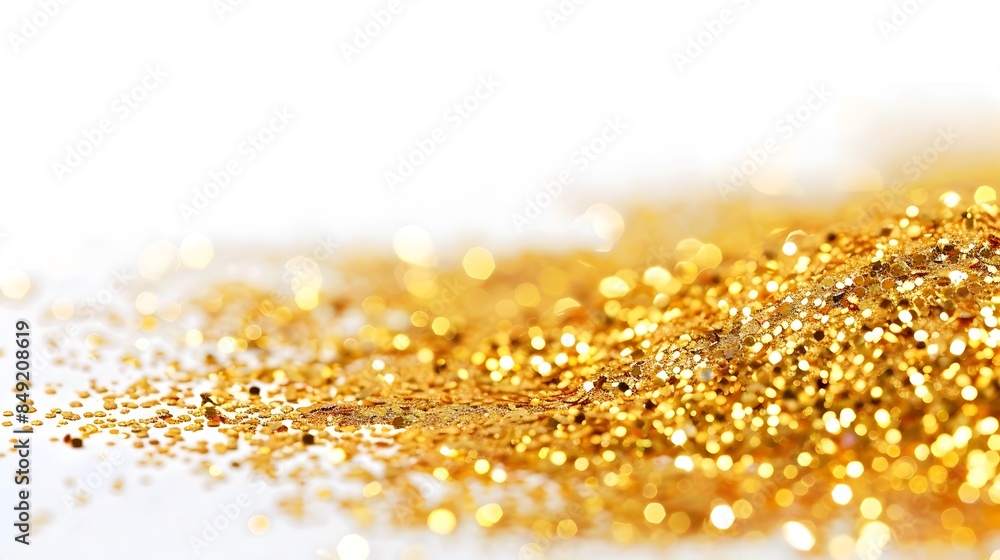 Sparkling Scattered Gold Glitter on White for Festive Themes Sparkling Scattered Gold Glitter on White for Festive Themes