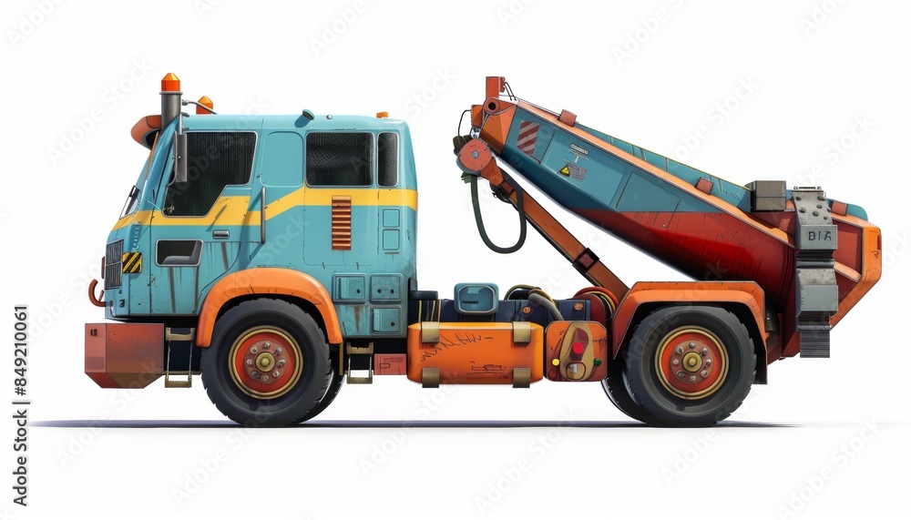 A cute garbage truck in the style of kawaii style, white background, concept A cute garbage truck in the style of kawaii style, white background, concept
