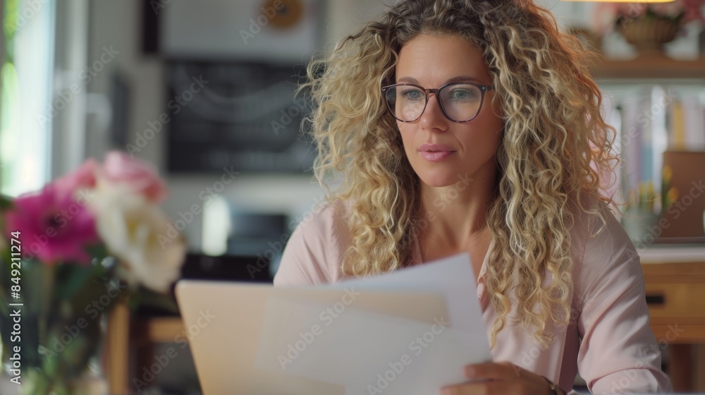 The woman with curly hair The woman with curly hair