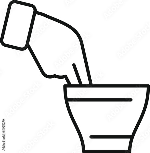 Outline icon of a pharmacist compounding a medicine using a mortar and pestle