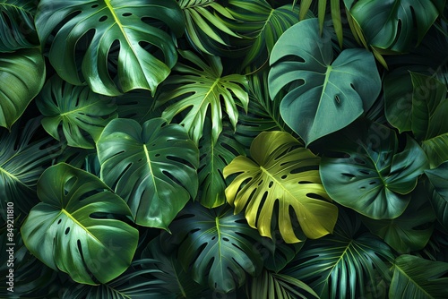 Wallpaper Mural Tropical leaves: monstera, palm, banana pattern. Torontodigital.ca