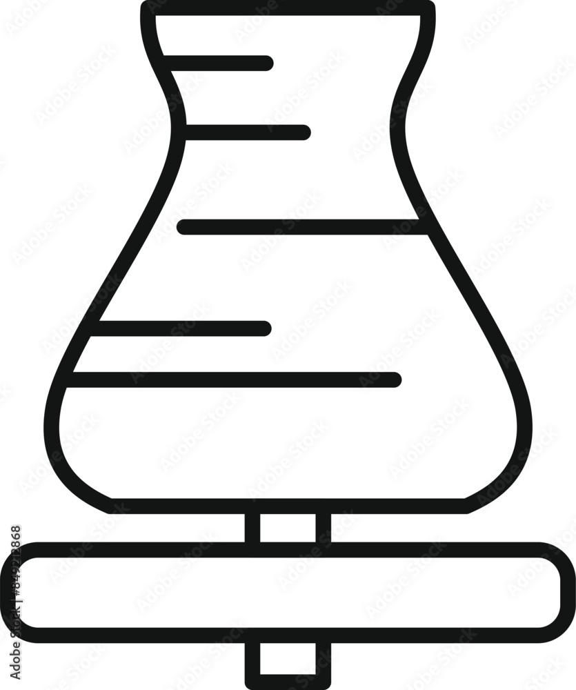 Chemical flask heating on stand icon, outline style Chemical flask heating on stand icon, outline style