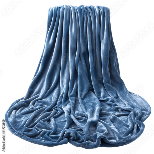 Luxurious blue velvet fabric draped elegantly, perfect for backgrounds or design concepts showcasing texture and opulence.