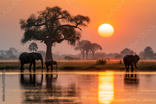 A lone acacia tree, its bra...