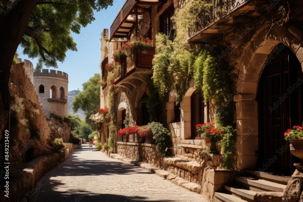 Alcudia Medieval Walls, Ancient City., generative IA Alcudia Medieval Walls, Ancient City., generative IA