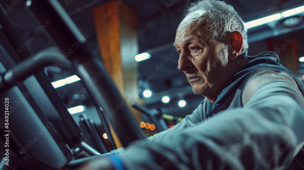 Old man exercising in fitness, health concept Old man exercising in fitness, health concept