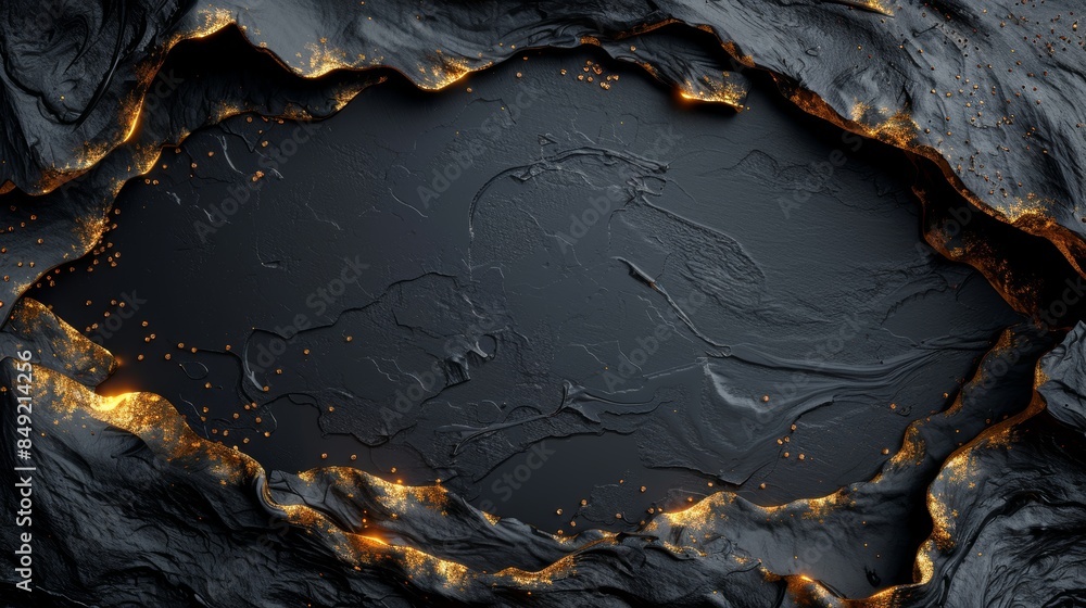 A black background with gold paint and a hole in the middle A black background with gold paint and a hole in the middle