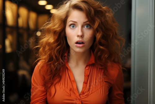 Concept of human emotions and feelings. Redhead woman changes she keeps her hands , generative IA