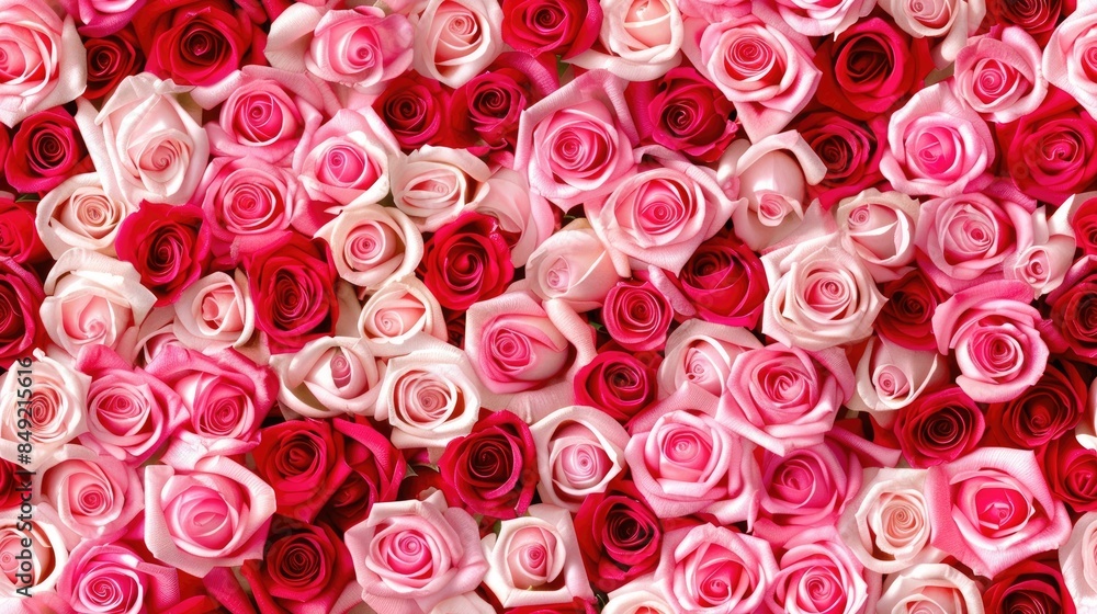 A beautiful wall of pink and white roses, forming a floral pattern ideal for wedding or Valentine's Day decoration. SEAMLESS PATTERN A beautiful wall of pink and white roses, forming a floral pattern ideal for wedding or Valentine's Day decoration. SEAMLESS PATTERN