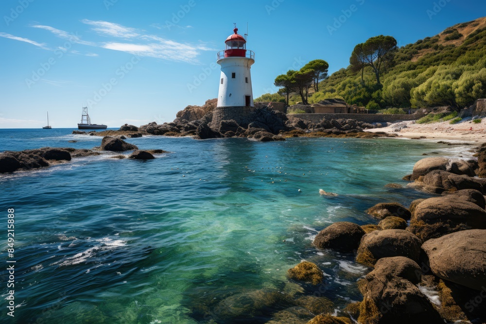 Anthony Quinn Bay crystal clear waters in rhodes., generative IA Anthony Quinn Bay crystal clear waters in rhodes., generative IA
