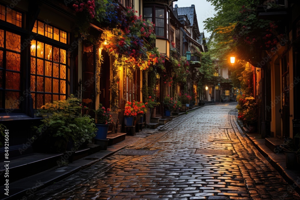 Fototapeta premium Magic scene in the Jewish neighborhood of Prague., generative IA