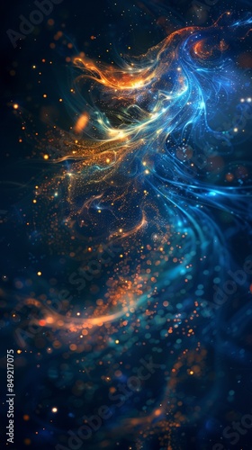 Zodiac sign of Aquarius (Water Bearer), made of cosmic gas and stars, AI based photo