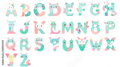 Kawaii Animal Alphabet Letters A-Z