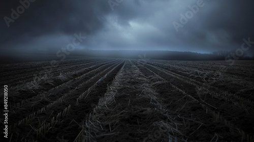 Ominous Lighting Over Farm Fields, A Dramatic Landscape Scene photo