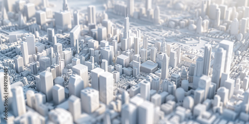 Wallpaper Mural Birds Eye view of a modern city. Urban concept. White clay 3D rendering. Created with Generative AI technology. Torontodigital.ca