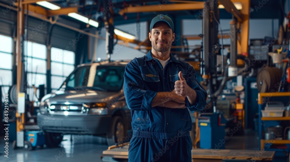 The mechanic giving thumbs up The mechanic giving thumbs up