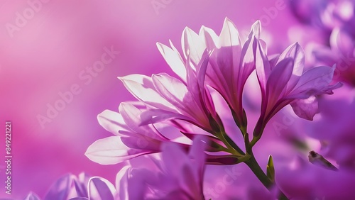 Blooming lilac flowers on pink background